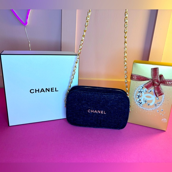 CHANEL Bags Full Set Chanel Crossbody Bag Ribbon Two Boxes Navy
